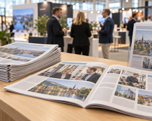 Newspaper supplements at a Nordic business fair